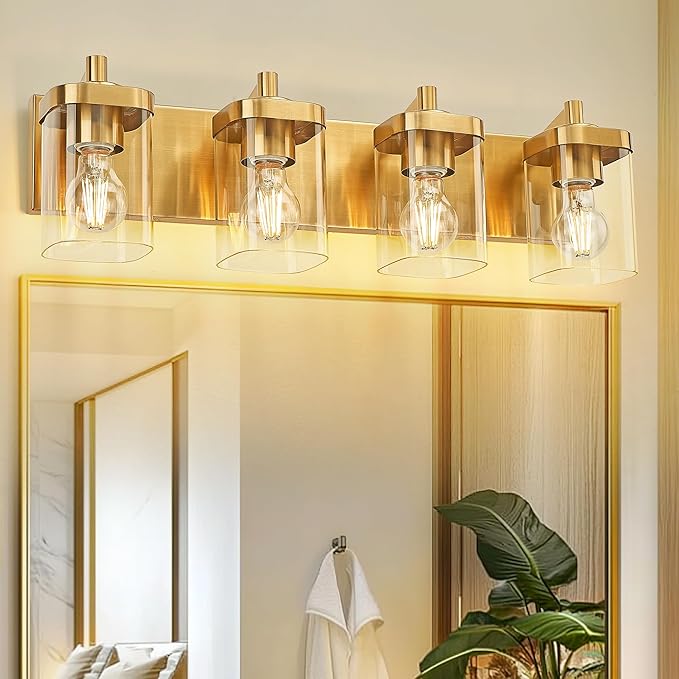 METWET Bathroom Light Fixtures, 4-Light Modern Wall Sconces