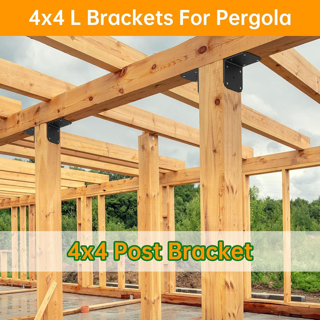 4x4x3.5 pergola brackets,heavy duty l bracket for wood, close-up detail