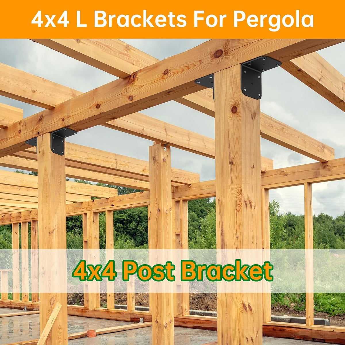4x4x3.5 pergola brackets,heavy duty l bracket for wood, close-up detail
