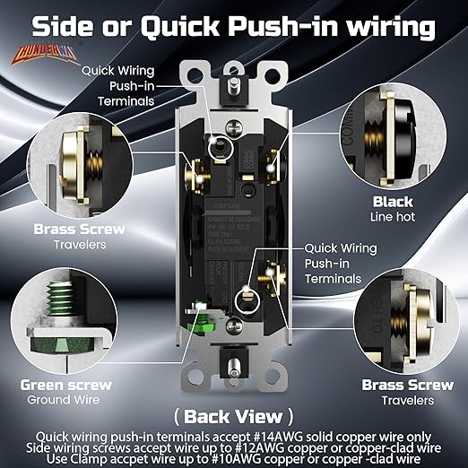 ThunderWay Matte Black 3 Way Decorative Light Switch (20 Pack)