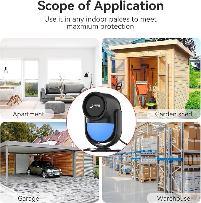 CPVAN WiFi Motion Sensor Alarm, 125dB Wireless Smart PIR Motion Detector Alarm