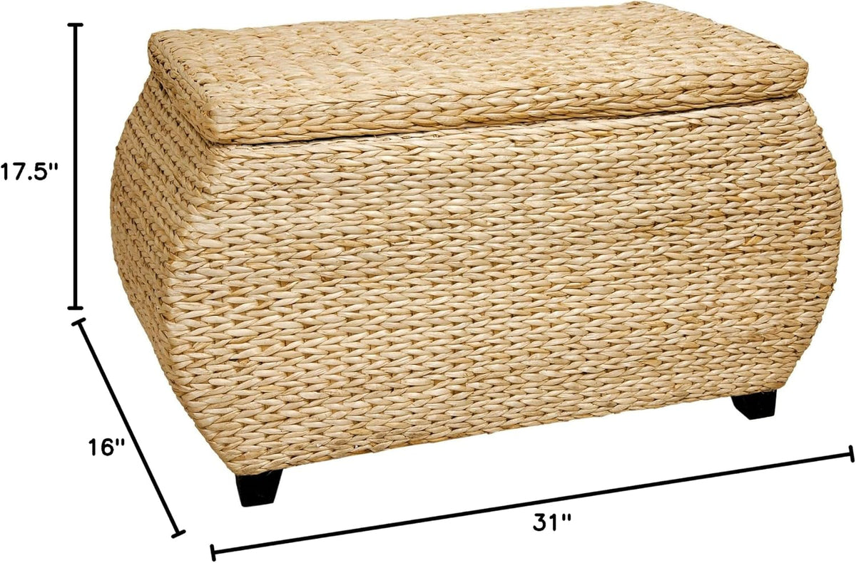 red lantern 31-inch rush grass storage chest, close-up detail