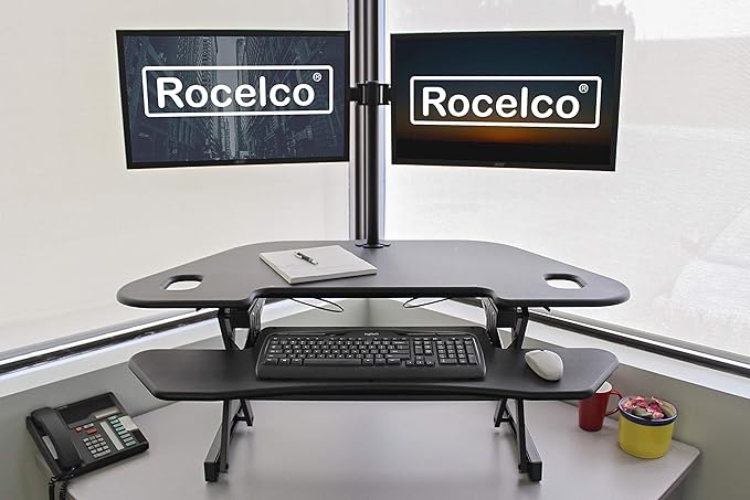 Rocelco 46" Height Adjustable Corner Standing Desk Converter