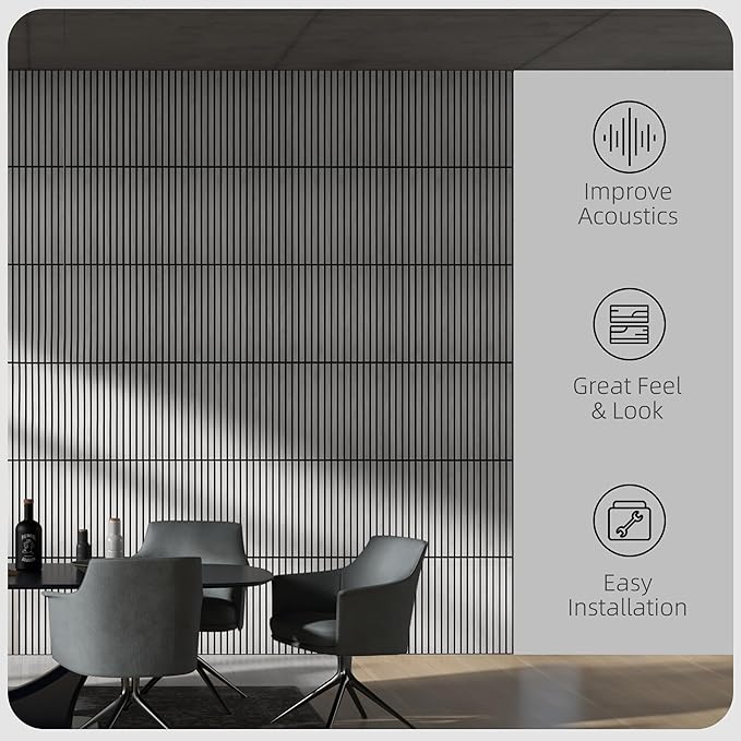 HOMCOM 4 Pack 3D Acoustic Panels, Wood Slat Wall Paneling