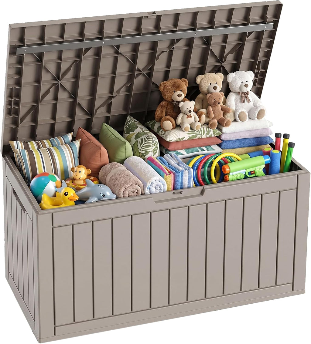 150-Gallon Lockable Deck Boxes, Waterproof Outdoor Storage Box for Patio