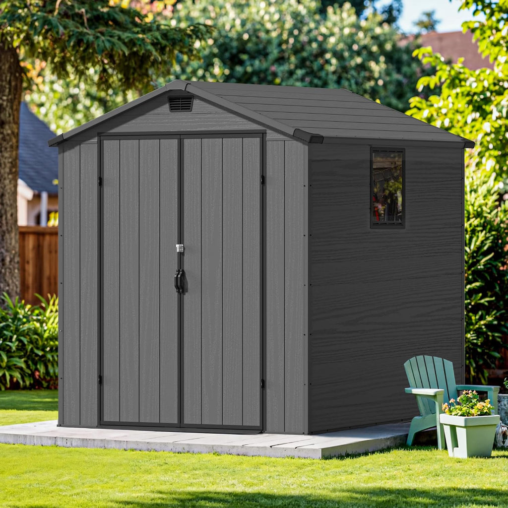 devoko 6x6 ft resin storage shed with floor, package contents
