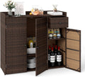 Tangkula Rattan Outdoor Storage Cabinet with 2 Adjustable Shelves