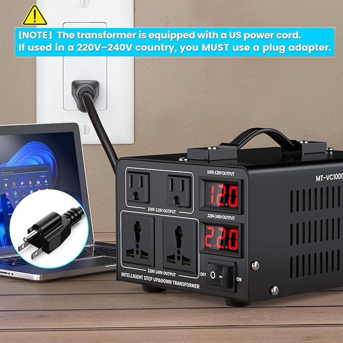 1000W Voltage Converter Transformer Step Up/Down Converter 110/120 Volt