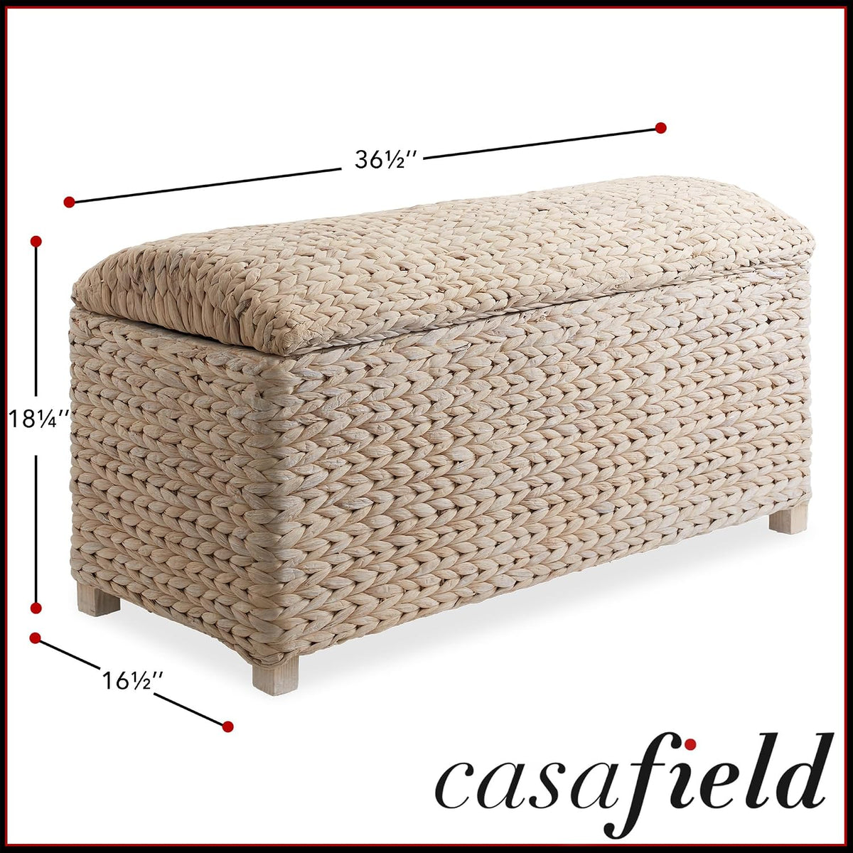 casafield 36" storage trunk with curved lid and, close-up detail
