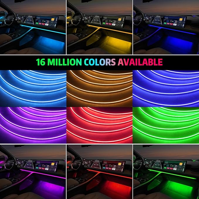 Interior Car LED Strip Lights, AMKI Acrylic LED Lights RGB 10 in 1