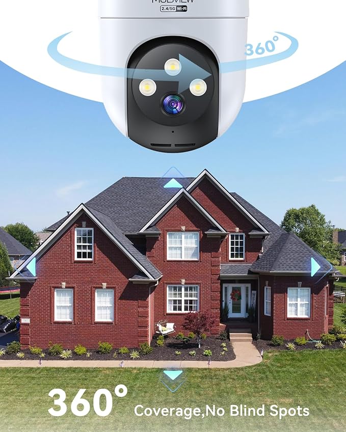 MUBVIEW 360° Security Cameras Wireless Outdoor, 24/7 Wired Outdoor Camera