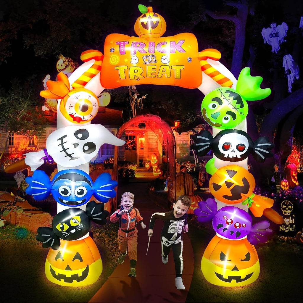Kalolary 10FT Tall Halloween Inflatables Archway Candy Ghost
