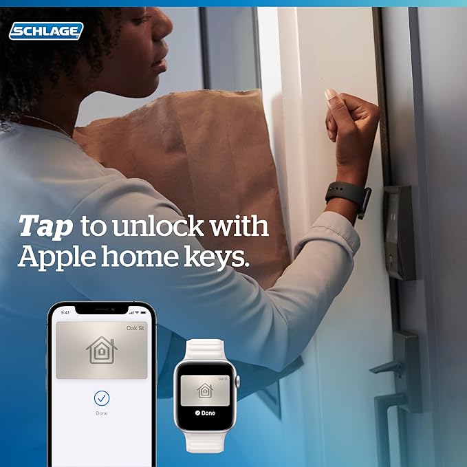 Schlage BE499WB CAM 716 Encode Plus WiFi Deadbolt Smart Lock, Keyless Entry