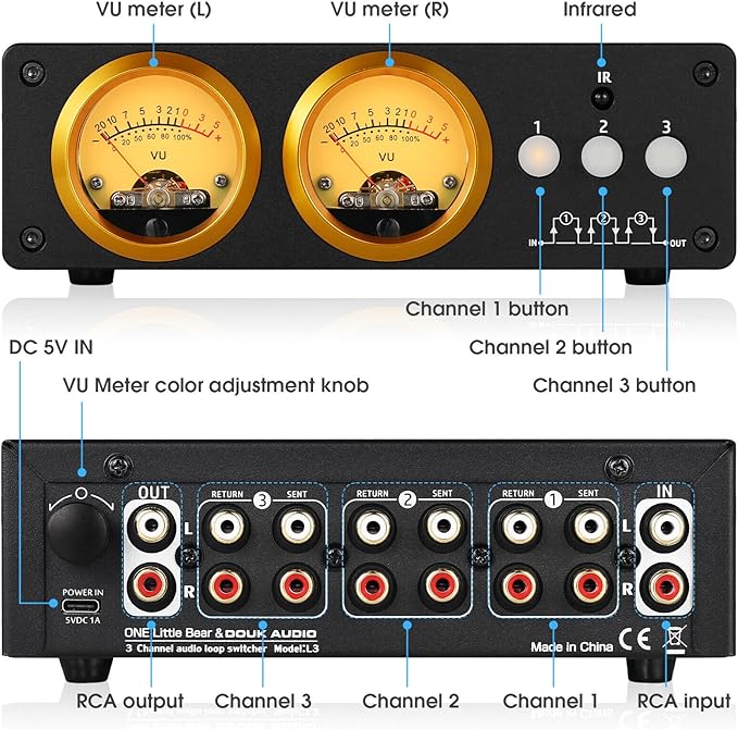 Douk Audio L3 RCA Audio Switch 1 in 3 Out & 3 in 1 Out, 3 Channel Switcher