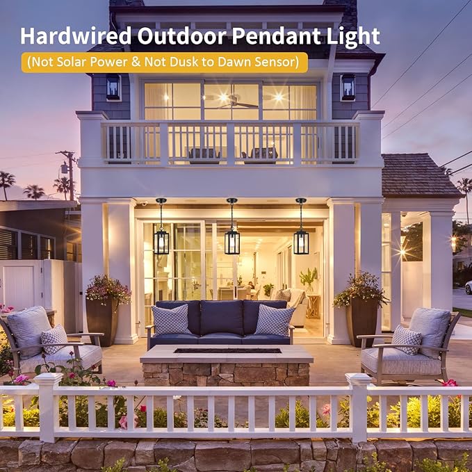 MYHXQ 11'' Outdoor Pendant Light, Modern Outside Chandelier Outdoor Hanging