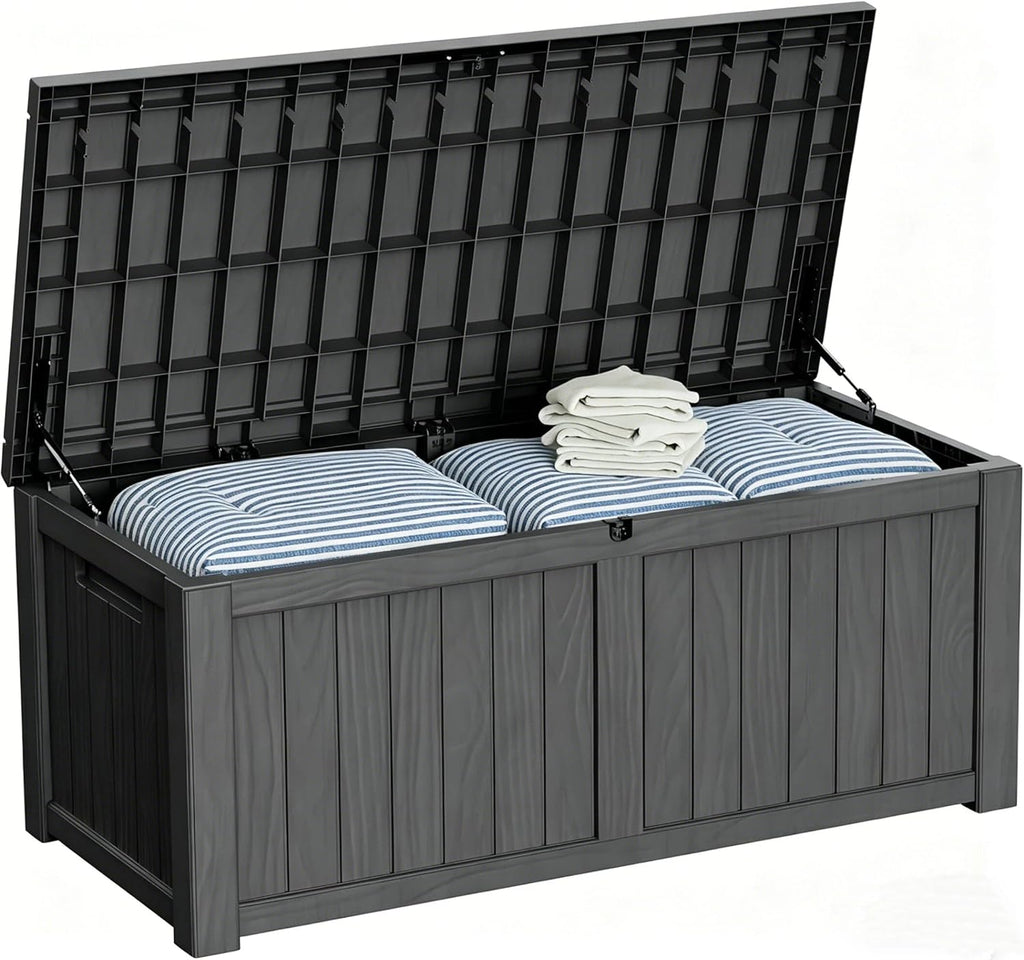 Outdoor Storage Box 155GAL Waterproof Resin Deck Box,Pool Accessories Supplies，UV-Resistant Lockable Package Delivery Bin for Garden Tools,Large Patio Outside Cushions,Chest,Furniture,Black