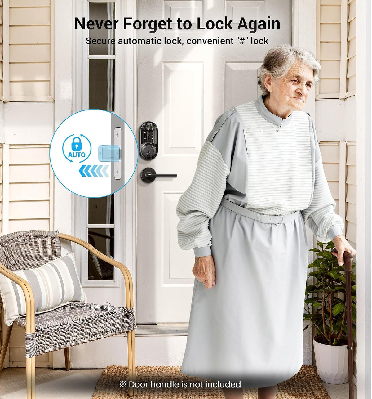 veise rz06 smart lock for front door with, close-up detail
