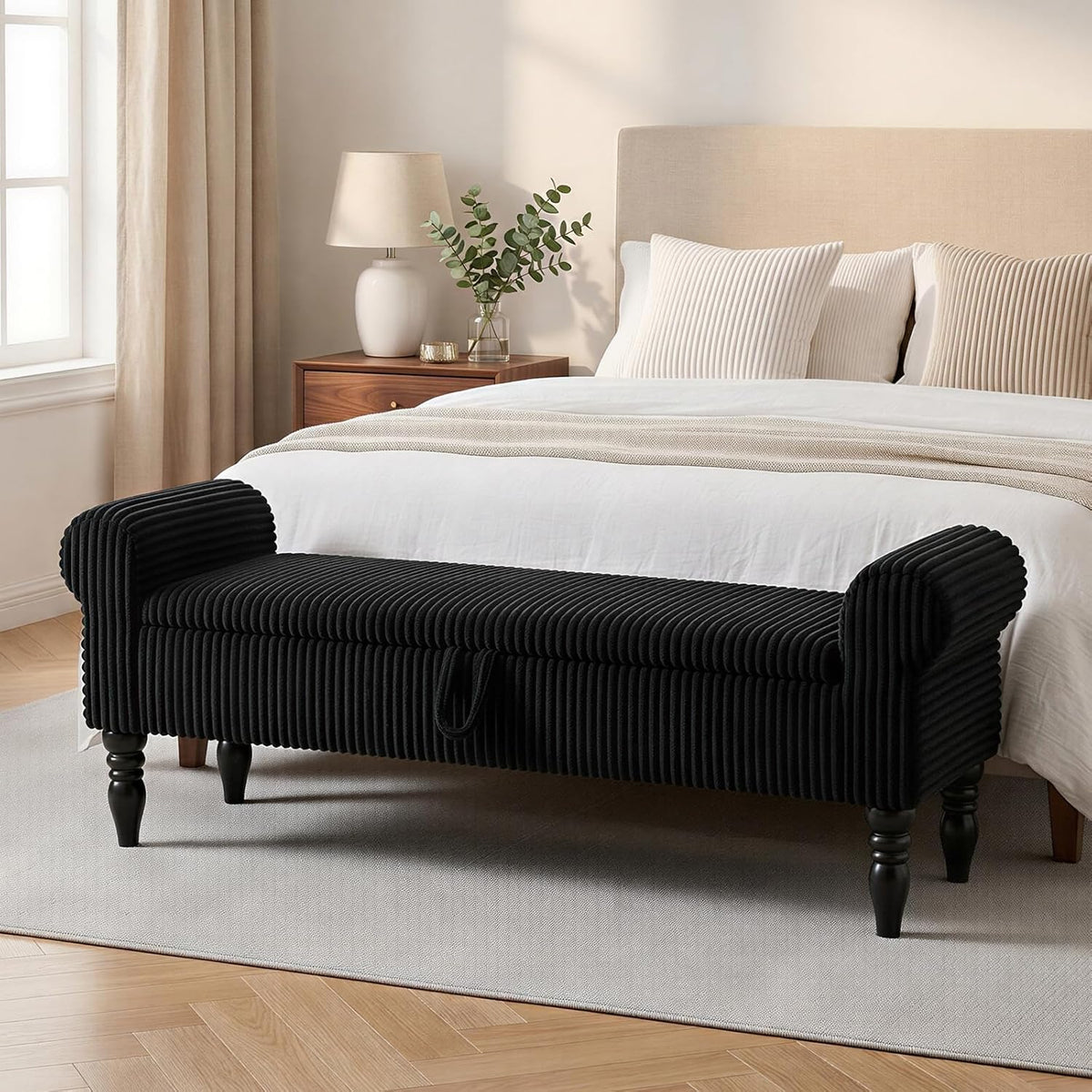60" Storage Bench for Bedroom,End of Bed Bench with Storage