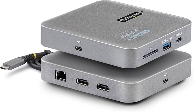StarTech.com 7-in-1 USB C DisplayLink Dual Monitor Docking Station, 4K 60Hz