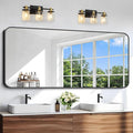 Black Bathroom Mirror, 66x30 inch Aluminum Metal Frame Rectangular Vanity Mirror