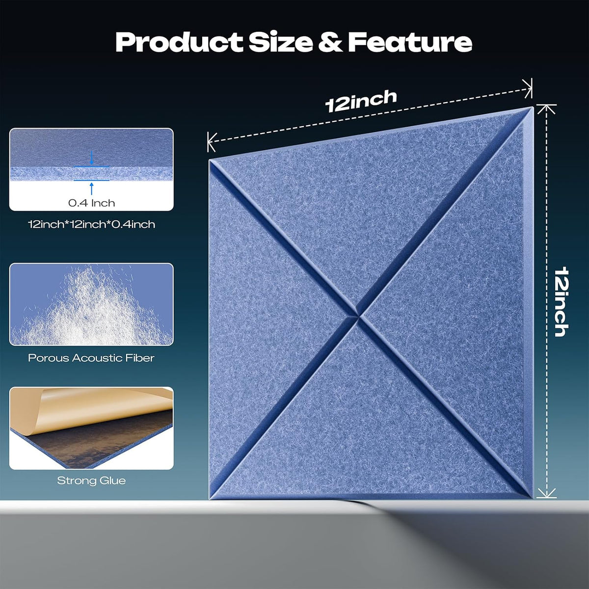 sonicism 22 pack x-lined acoustic panels, close-up detail