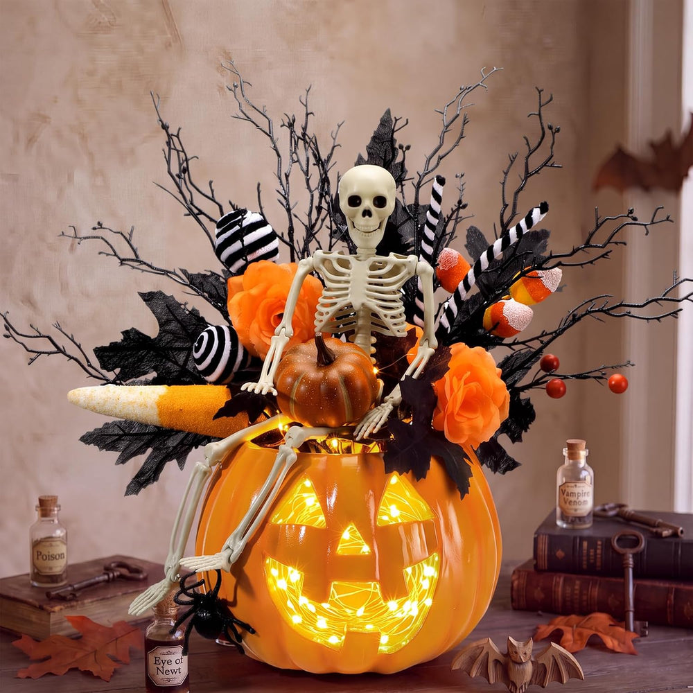 Wiwiqing Halloween Vase Table Centerpiece Decor, Pumpkin, Skull
