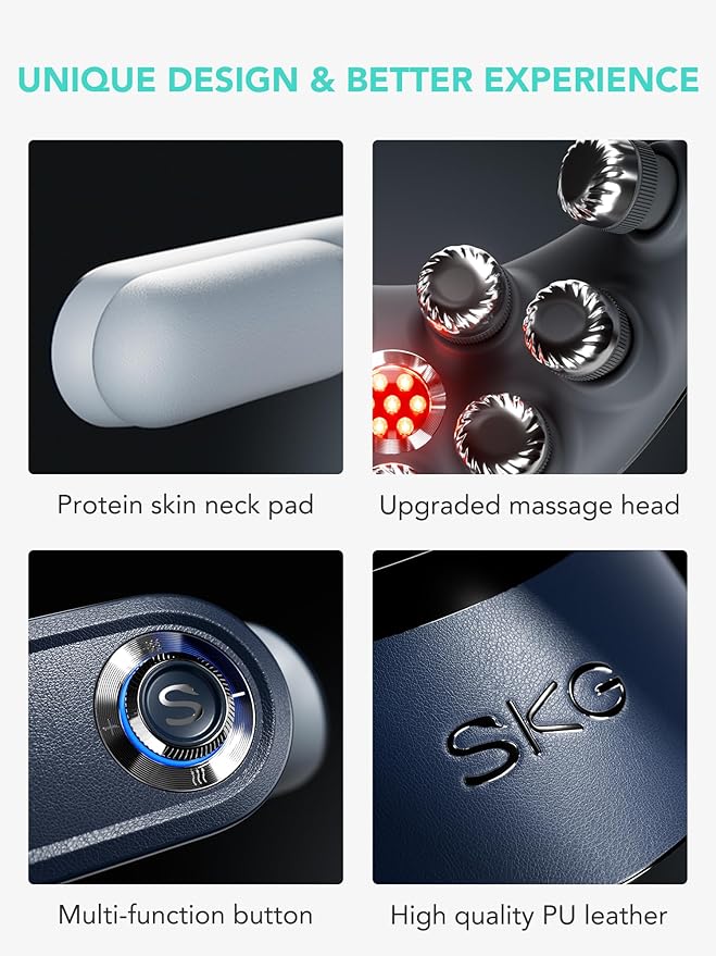 SKG Foldable Neck Massager for Pain Relief Deep Tissue Vibration Cordless