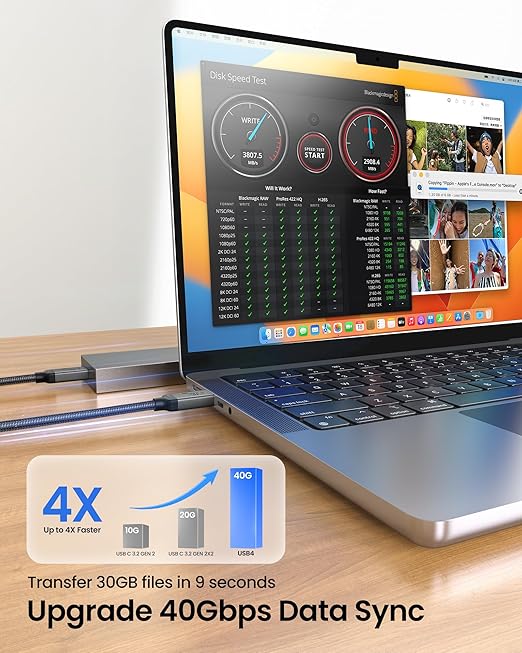 Silkland USB 4 for Long Thunderbolt 4 Cable 10FT, 40Gbps/8K Display/240W
