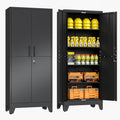 70.86" Metal Garage Storage Cabinet, Lockable Tall Tool Cabinet, Black