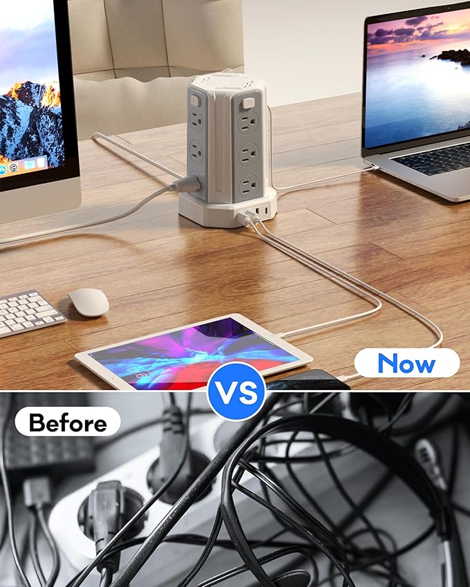 Power Strip Surge Protector, 10 Ft Extension Cord