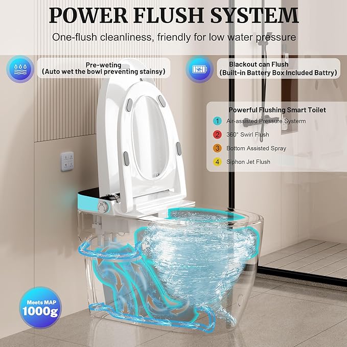 Smart Toilet with Elongated Heated Seat, Auto Flush, Manual Soft-Close Seat &