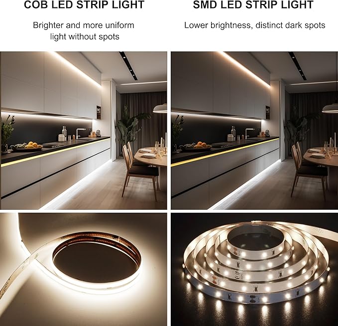 Pandery COB LED Strip Lights Cool White, 24V Dimmable led Light Strip KIT