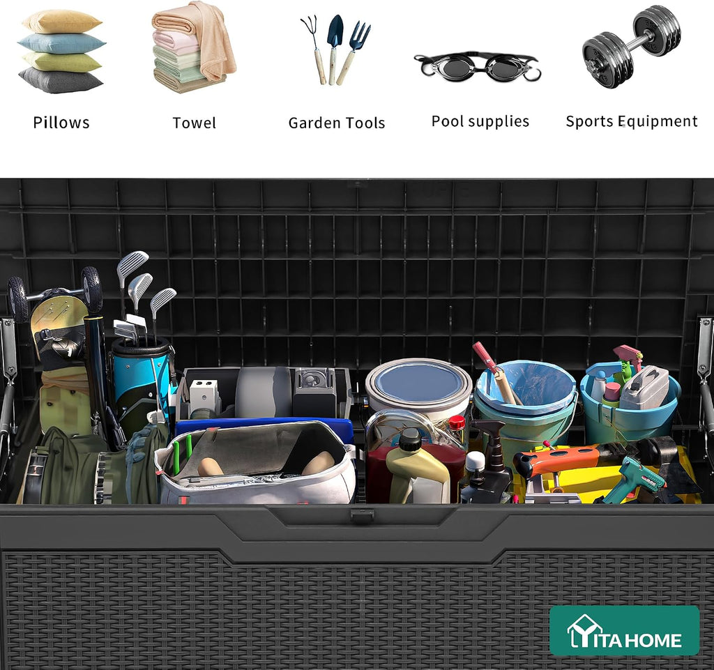 yitahome 80 gallon outdoor storage box, side view