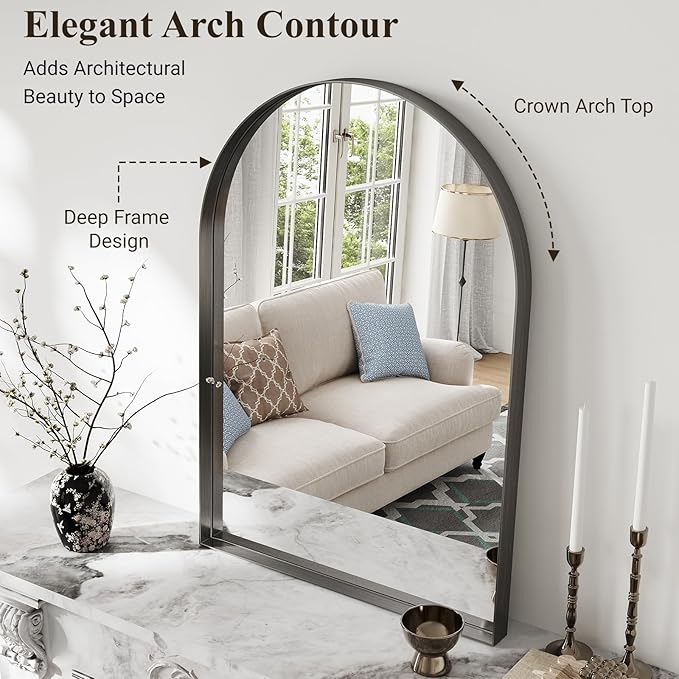 Arch Bathroom Mirror, Tempered Glass Decor Mirror