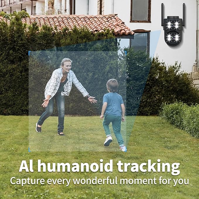 dzcctvipc 2K Dual-Lens WiFi Home Security Camera, Indoor/Outdoor Use, 360°