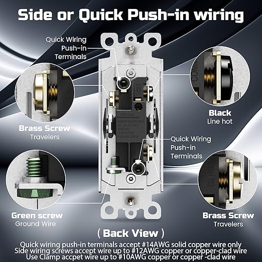 ThunderWay 3 Way Matte White Light Switch (20 Pack)