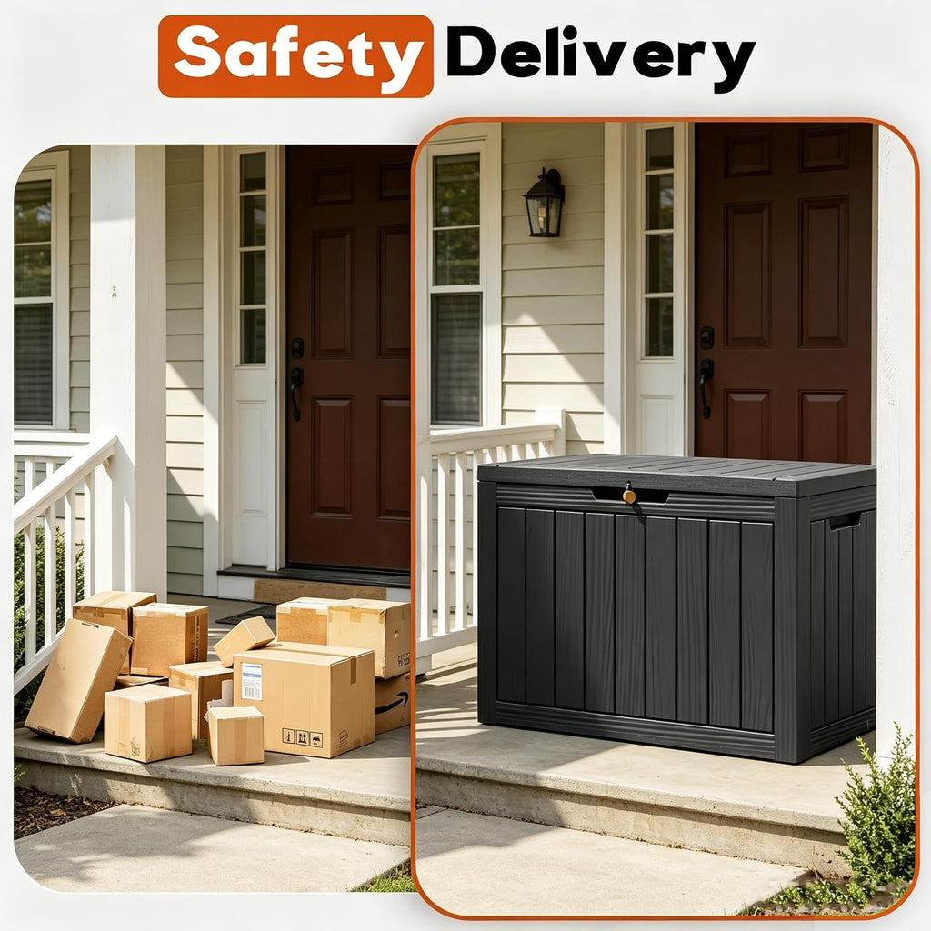 outdoor storage box, resin deck boxes outdoor, waterproof, close-up detail