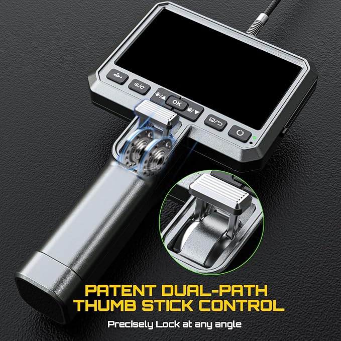 DXZtoz Dual-Lens Articulating Borescope, 6.5mm Slim Probe, Two-Way 210°Rotate