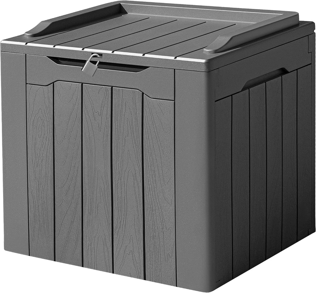 Devoko 31 Gallon Waterproof Outdoor Storage Box Resin Deck Box Lockable and UV Resistant for Patio Furniture,Garden Tools (Grey)