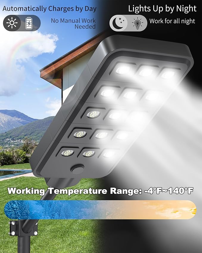 Ofuray Of-15000W Solar Street Lights Outdoor – Super Bright 150 LED, Lights up 3