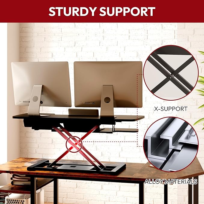 SANODESK 40" Electric Standing Desk Converter， Height Adjustable Riser