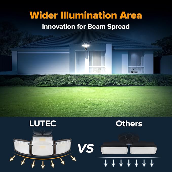 LUTEC 80W 9000LM LED Security Lights Hardwire Motion Sensor Outdoor Lights