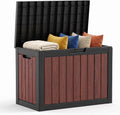 PatioZen 60 Gallon Deck Box, Outdoor Storage Box,walnut wood