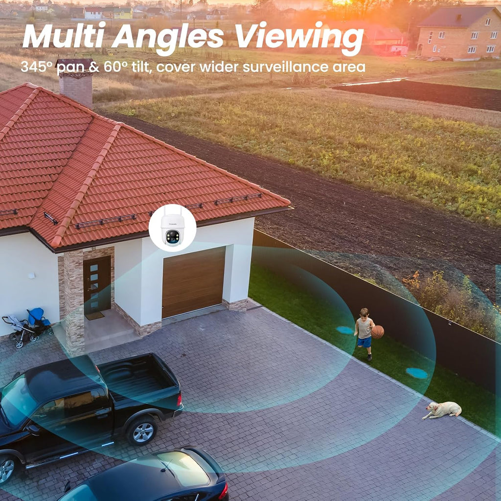 cinnado 2k outdoor cameras for home security solar, view 9