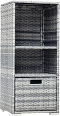 Devoko Outdoor Pool Towel Rack Patio Wicker Storage Cabinet Shed, Gray