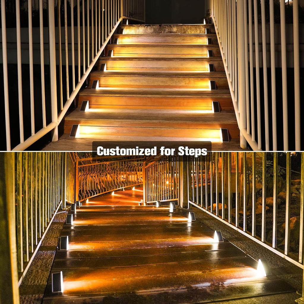 volisun solar stair lights 6 pack, solar step, close-up detail