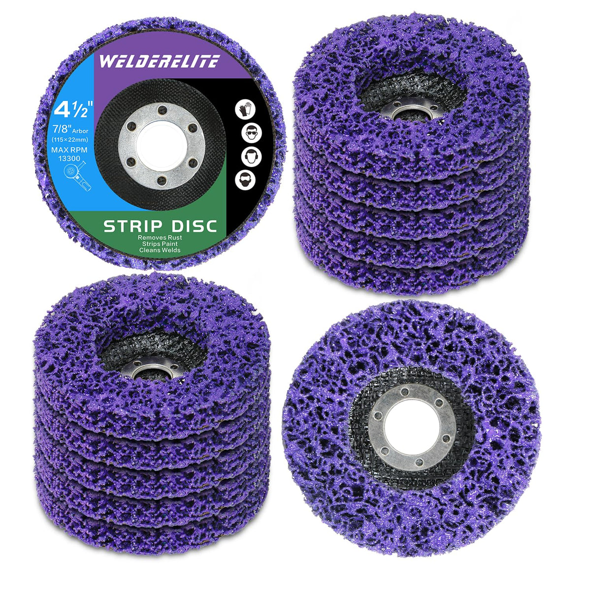 Paint Stripping Discs 12-Pack, 4-1/2" Purple Strip Disc Wheel for Angle Grinder, Ideal for Paint, Rust, and Grime Removal, Metal and Wood Stripping