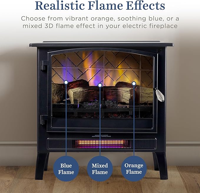 Country Living Infrared Freestanding Electric Fireplace Stove Heater in Black |