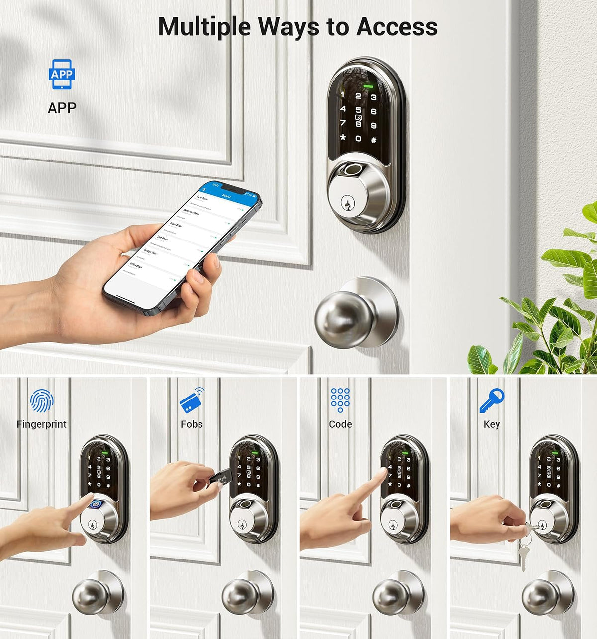 veise rz07c fingerprint smart locks deadbolt 2 knobs shown in use