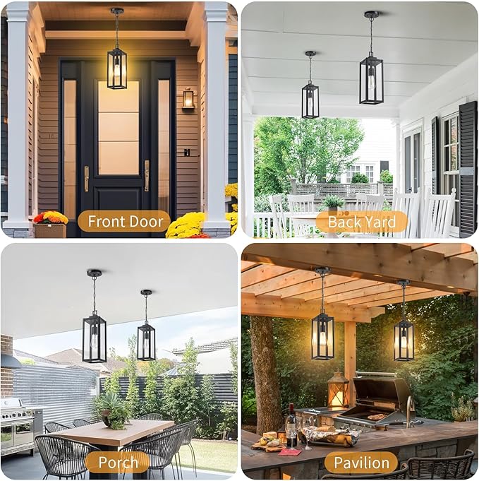 MYHXQ 15'' Large Motion Sensor Outdoor Pendant Lights, Dusk to Dawn Modern